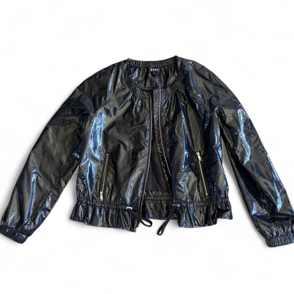 Dkny Blue Shiny Bomber Jacket